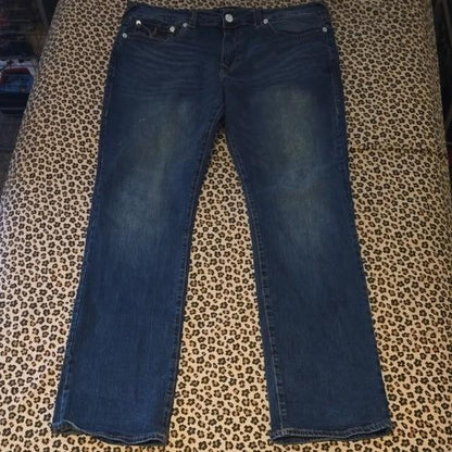 True Religion Ricky Flap Big T Indigo Relaxed Straight Jeans Black Label Size 38