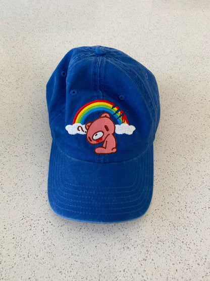 Gloomy Bear Rainbow Clouds Blue Cap Hat