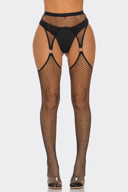 BeWicked Ring Me Up Fishnet Tights Playful Colors Black