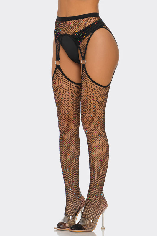 BeWicked Ring Me Up Fishnet Tights Playful Colors Black