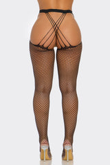 BeWicked What A Catch Nylon Tights Fishnet Crotchless Black