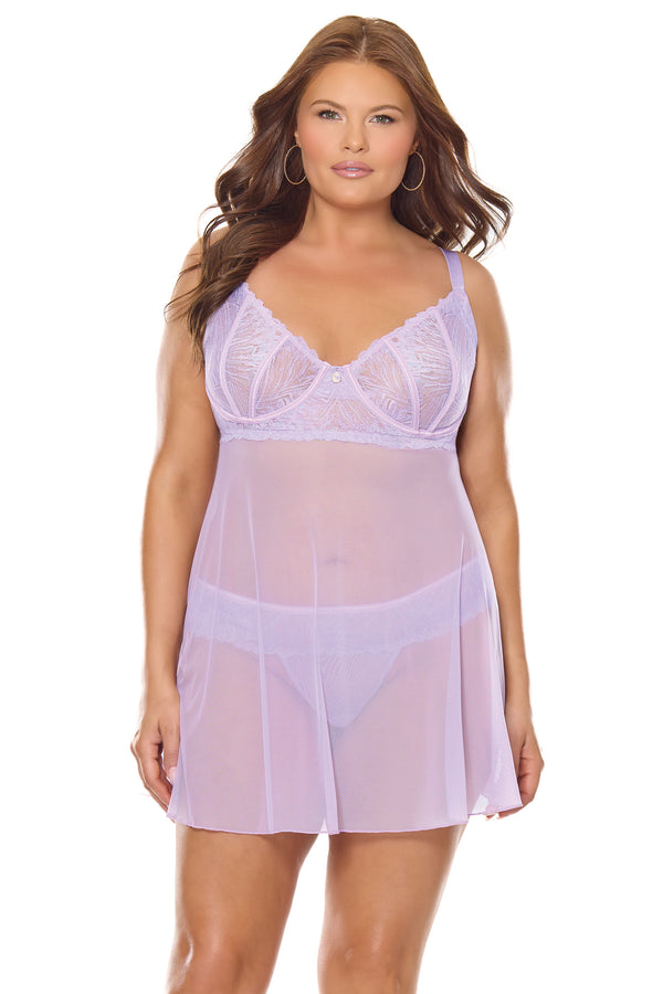 Coquette Queen Lilac Dream Babydoll & Thong