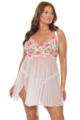 Coquette Queen Secret Garden Babydoll & Thong White