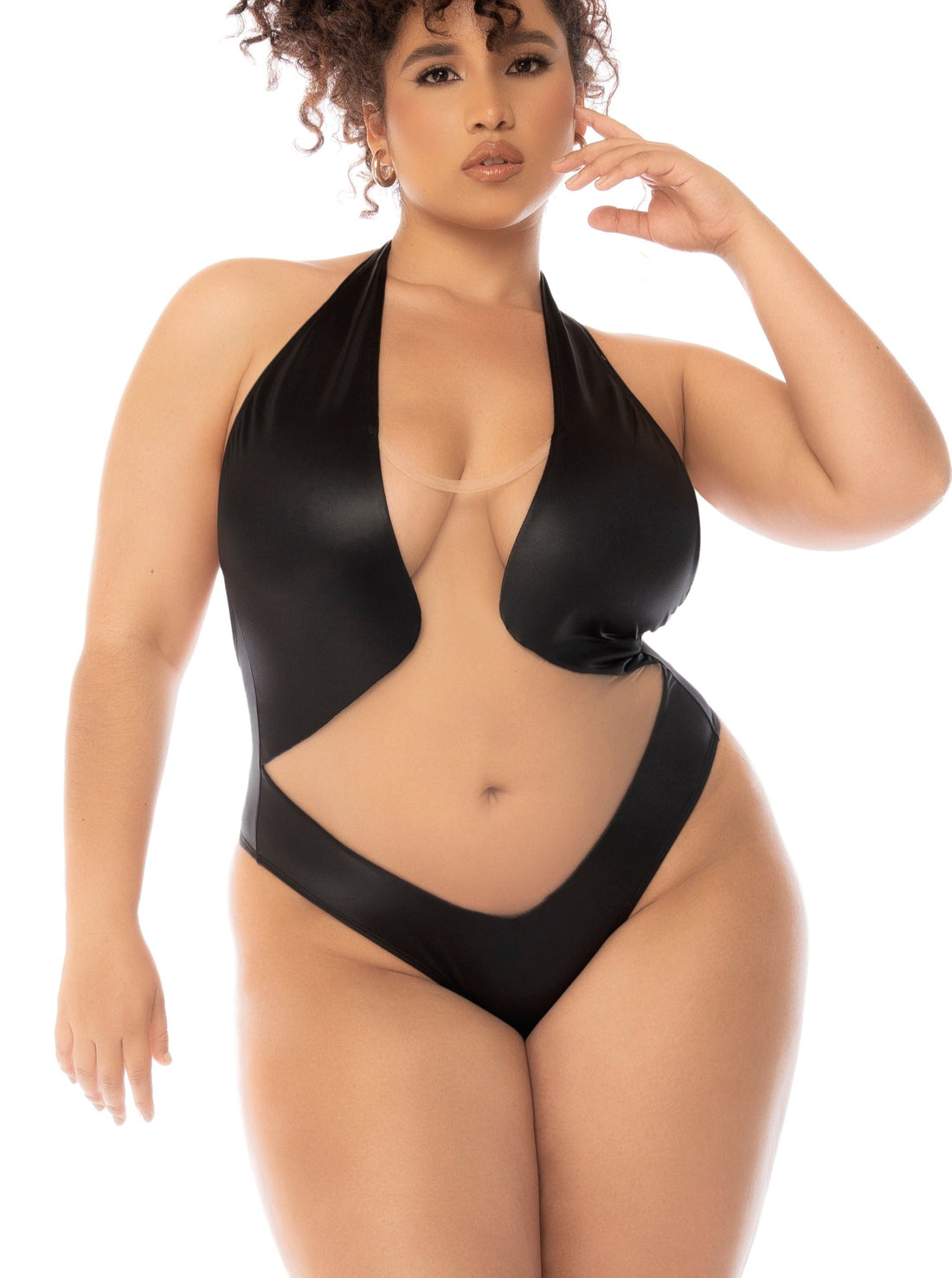 Mapale Queen Romy Sheer Optical Illusion Bodysuit Teddy Nude/Black-Rebel Romance