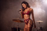 Mapale Edgy Vinyl Bralette Bra Set Gloss Wine