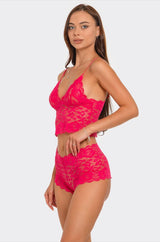 BeWicked Eye On You Flirty Lace Bralette and High Waisted Cheeky Short Set