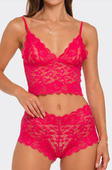 BeWicked Eye On You Flirty Lace Bralette and High Waisted Cheeky Short Set