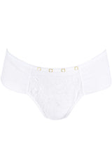 Sheer Mesh Embroidery Brazilian Thong White Angel