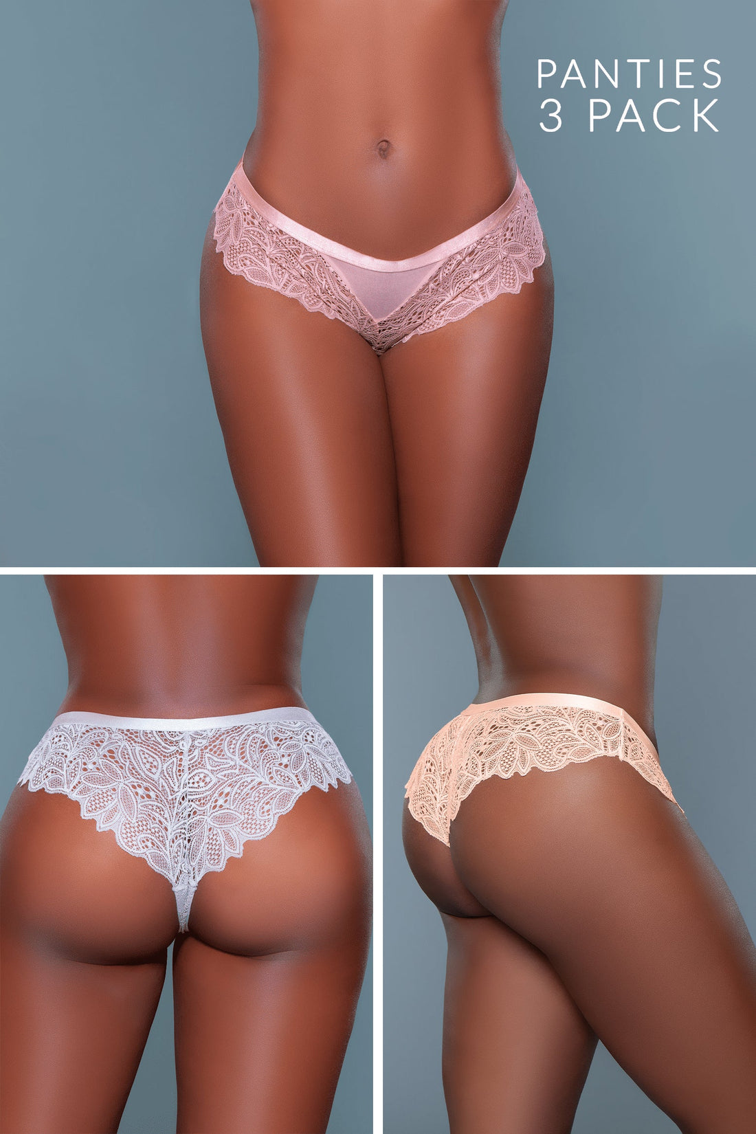 Be Wicked Wren Cheeky 3 Pack Pink/Peach/Grey