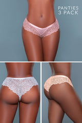 Be Wicked Wren Cheeky 3 Pack Pink/Peach/Grey