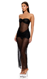 Forplay Party Foil Dot Mesh Nightgown and Thong Set