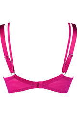 Brilliance Shimmering Metallic Embroidery Sheer Balconette Bra Pink