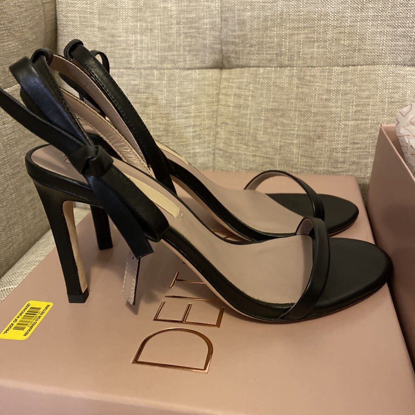 Deltan Heels Miranda Black Leather Dress Sandals Shoes with Bow Size 8 Medium