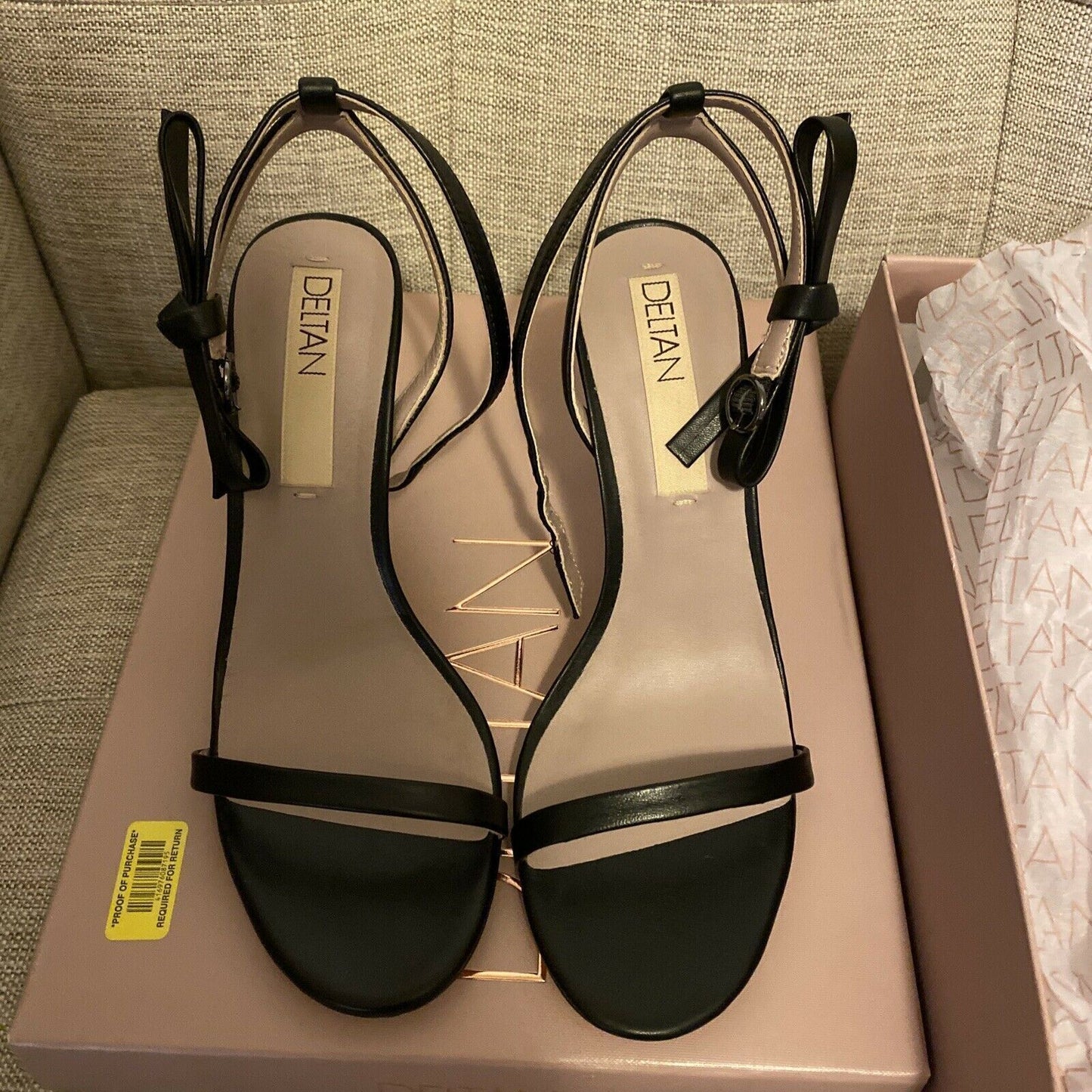 Deltan Heels Miranda Black Leather Dress Sandals Shoes with Bow Size 8 Medium