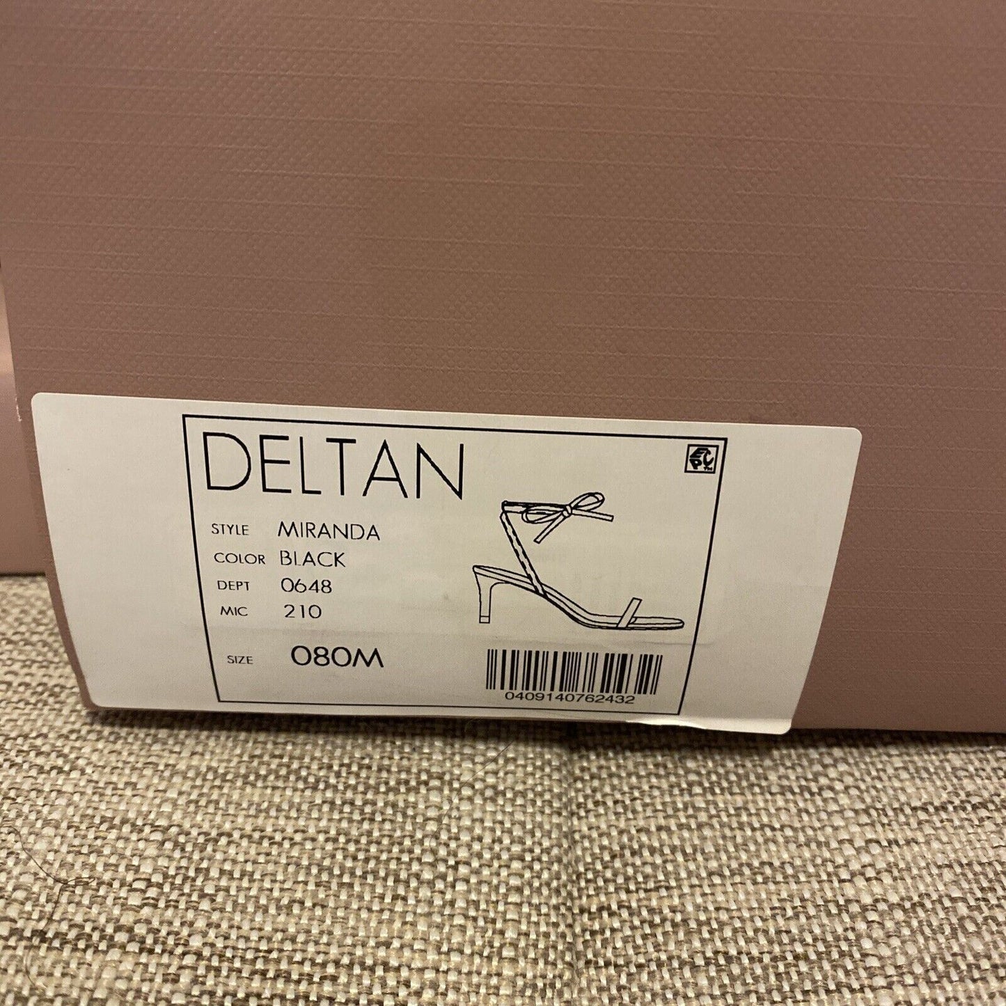 Deltan Heels Miranda Black Leather Dress Sandals Shoes with Bow Size 8 Medium