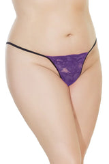 Coquette Queen Lace Kisses G-String Purple