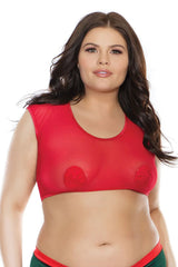 Coquette Queen Stay Sheer Crop Top Red