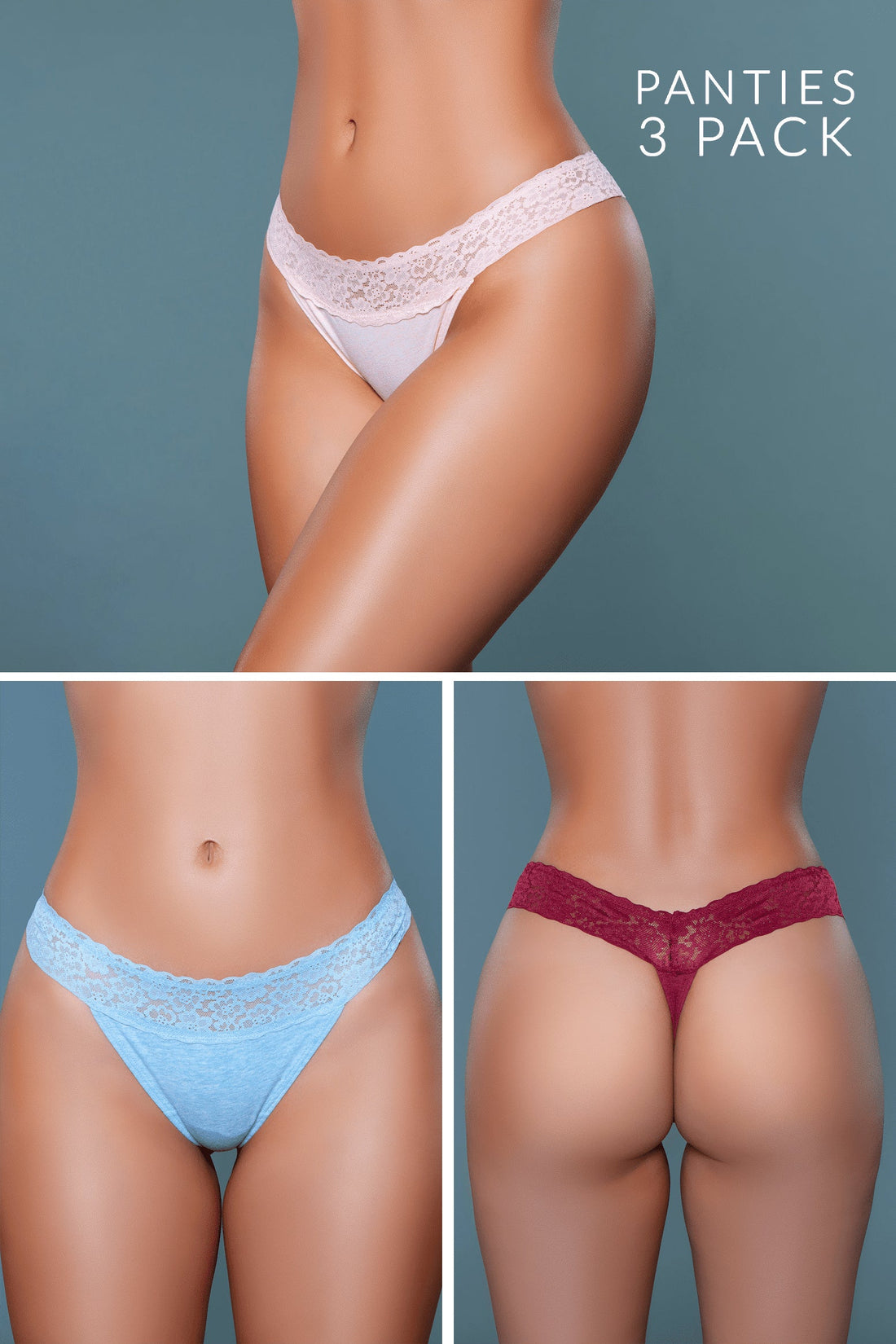 Be Wicked Asher 3 Pack Peach/Blue/Burgundy