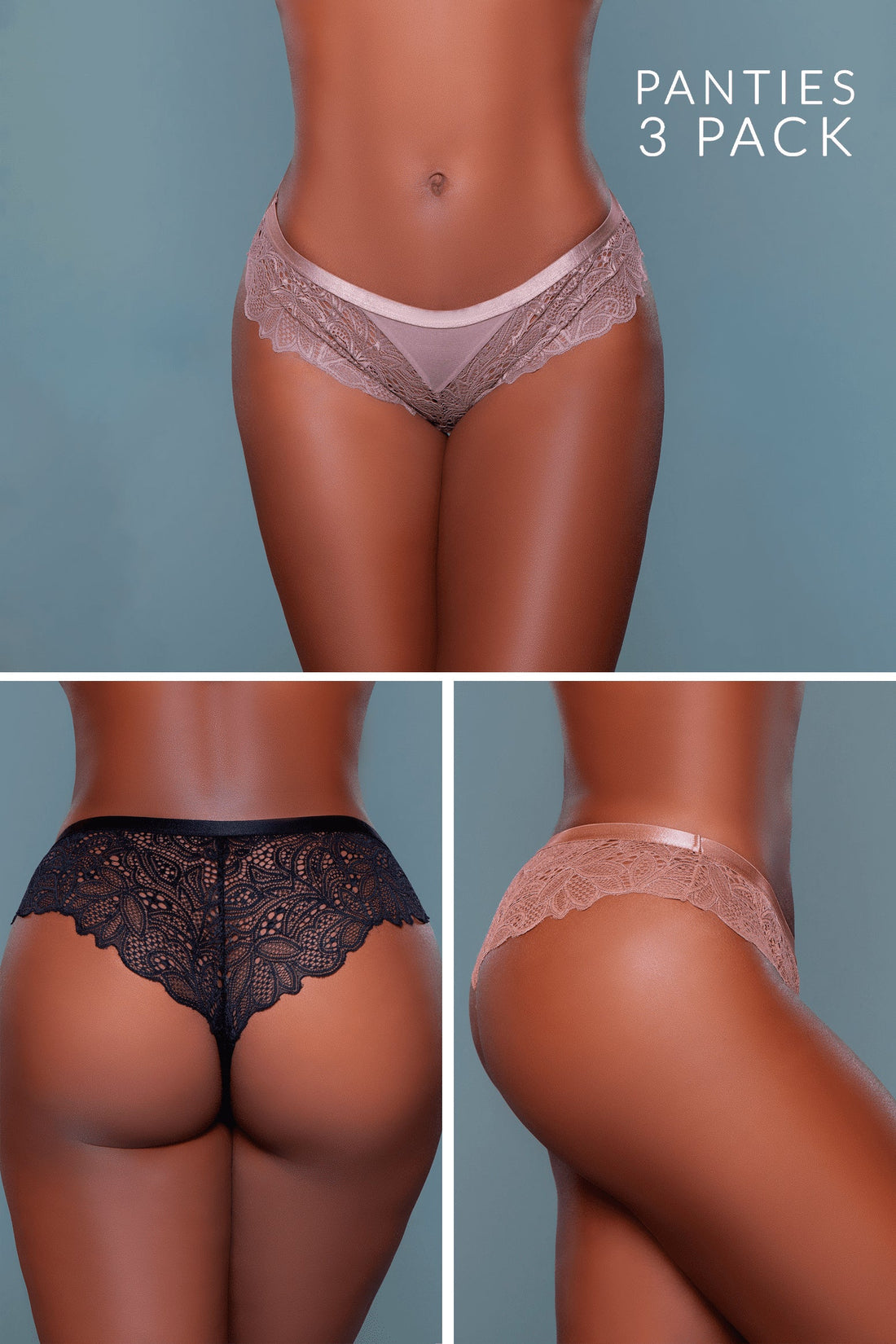 Be Wicked Wren Cheeky 3 Pack Black/Bronze/Brown
