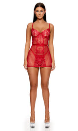 Forplay La Vie en Rose Metallic Embroidered Chemise Set