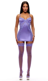 See It Through Guipure Lace Chemise w/Thong & Stockings