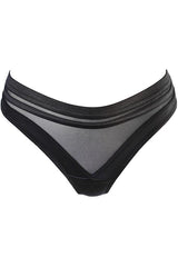 Sheer Stripe Brazilian Thong Jet Black