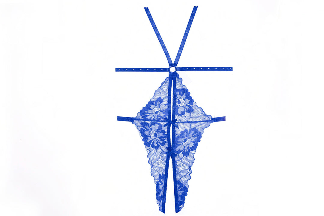 Allure Lingerie Lilly Lace Playsuit Open Teddy Blue