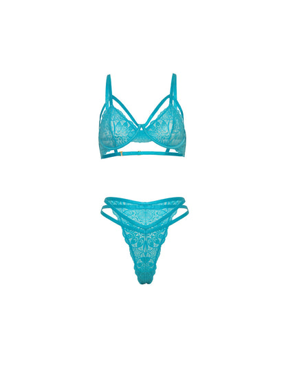 Oh la la Cheri Raya Cage Bra Set Beach Blue