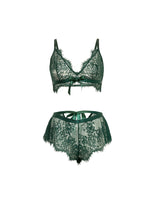 Oh la la Cheri Cami Lace Bralette Tap Shortie Bra Set Green