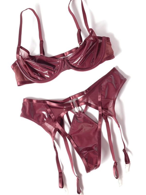 Damsel Wet Look Bra Set