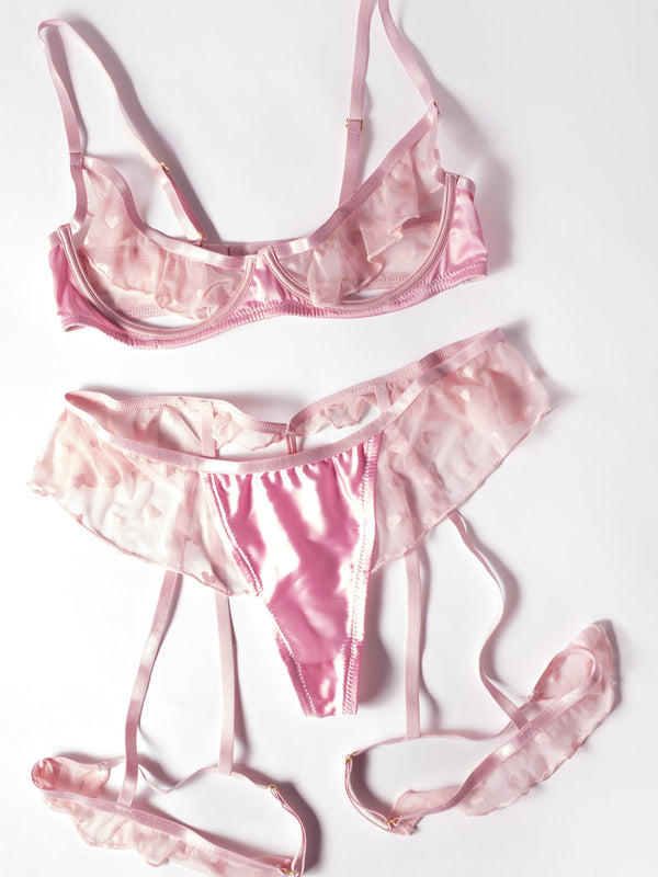 Selma Open Cups Ruffled Bra Set