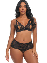 Oh la la Cheri Goodnight Kiss Peekaboo Bralette Set Black