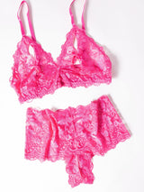 Oh la la Cheri Goodnight Kiss Peekaboo Bralette Set Fandango Pink