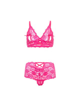 Oh la la Cheri Goodnight Kiss Peekaboo Bralette Set Fandango Pink