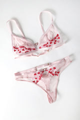 Oh la la Cheri Heart Bralette Soft Cup Bralette with Matching Panty Crystal Rose