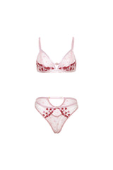 Oh la la Cheri Heart Bralette Soft Cup Bralette with Matching Panty Crystal Rose