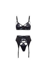 Demi Padded Shelf Cup Bra Set Black/Heliotrope