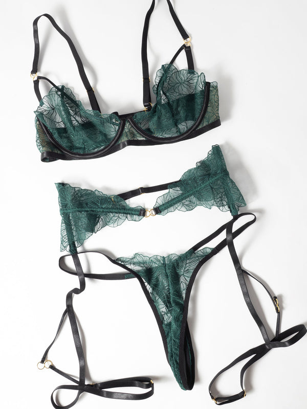 Anita See Through Embroidery Lace Bra Set