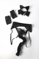 Oh la la Cheri Feline Fatale 3pc Accessory Set with Headband Eyemask and Cincher with Harness Black