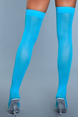 Be Wicked Opaque Nylon Thigh Highs Turquoise