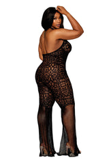Dreamgirl Flair Leg Bodystocking - Queen Size - Black