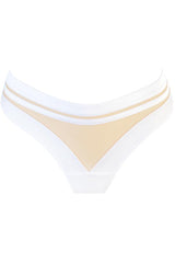 Sheer Stripe Brazilian Thong White