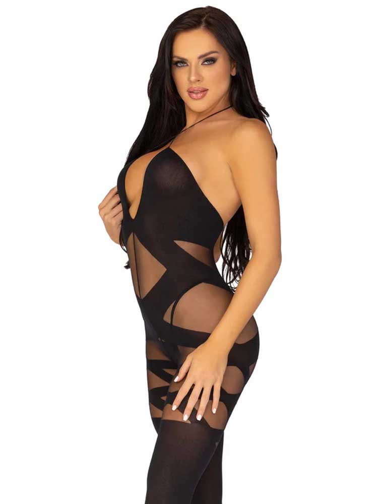 Leg Avenue Feels Like Love Opaque Bodystocking - One Size - Black