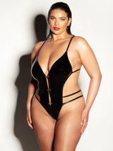 Oh la la Cheri Curvy Whipped Crotchless Teddy Black