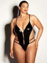 Oh la la Cheri Curvy Whipped Crotchless Teddy Black