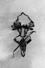 Oh la la Cheri Seduction Unlined Underwire Fishnet Teddy with Wide Elastic Strap Details Black