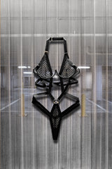 Oh la la Cheri Seduction Unlined Underwire Fishnet Teddy with Wide Elastic Strap Details Black