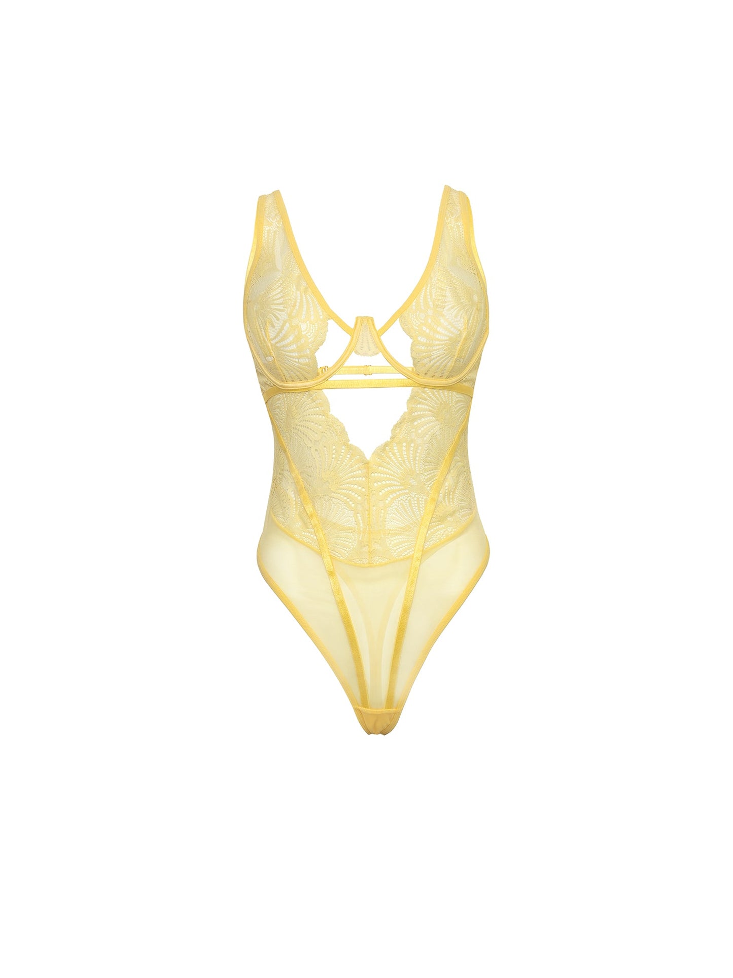 Oh la la Cheri Tiana Underwire Cups Lace Teddy Pale Banana