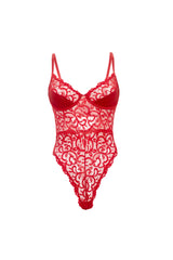 Oh la la Cheri Ivanna Unlined Underwire Lace Teddy with Satin Inserts Red