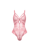 Oh la la Cheri Queen Flora Unlined Underwire Lace Teddy with Strap Details and Ruffles Lilas